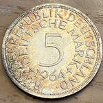 1964F Germany, 5 Deutsche Mark, KM112