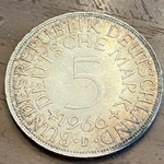 1966D Germany, 5 Deutsche Mark, KM112