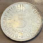 1966G Germany, 5 Deutsche Mark, KM112