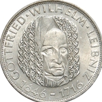 1966-D Germany, 5 Deutsche Mark Wilhelm Leibniz, KM119