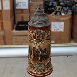Beer Stein, Marzi & Remy, Catalog Number 1597 (5039), 0.5L, Pottery, relief, pewter lid.