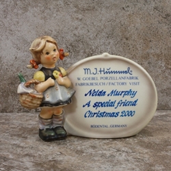 M.I. Hummel 722 Little Visitor Plaque, Type 2, Personalized, Tmk 7, Type 1