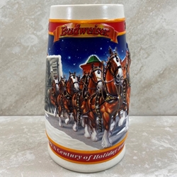 Beer Stein, Anheuser-Busch, 1999 Budweiser Holiday, A Century of Tradition, CS389, Type 1