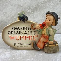 M.I. Hummel 208 Dealer's Plaque In French, Tmk 3, with Trademark 1947, New Type