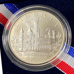 1996-D Uncirculated Smithsonian 150th Anniversary Silver Dollar