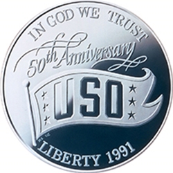1991-S USO (United Service Organizations) Proof Dollar