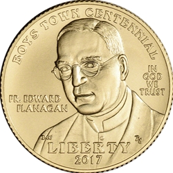 2017 Boys Town Centennial Uncirculated $5 Gold Coin