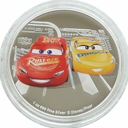 2017 Niue Disney Cars 3 Lightning McQueen & Ramirez 1oz .999 Silver Proof Coin Wanted Sold $269.00
