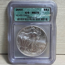 2003 American Eagle Silver One Ounce Certified / Slabbed MS70