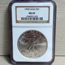 1998 American Eagle Silver One Ounce Certified / Slabbed MS69