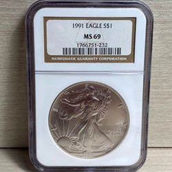1991 American Eagle Silver One Ounce Certified / Slabbed MS69