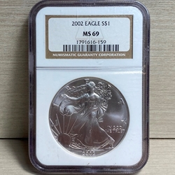 2002 American Eagle Silver One Ounce Certified / Slabbed MS69