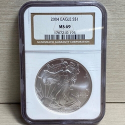 2004 American Eagle Silver One Ounce Certified / Slabbed MS69