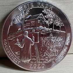 2020 ATB 5 Oz 999 Fine Silver Coin, Weir Farm National Historic Site