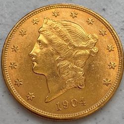 1904 U.S. Liberty Gold Coin, Double Eagle, 1 Each