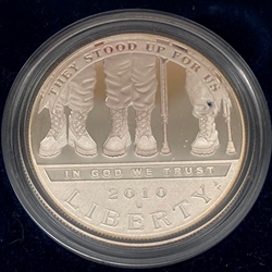 2010-W Uncirculated American Veterans Disabled for Life Silver Dollar