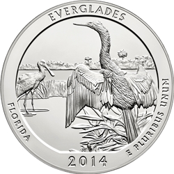 2014 ATB 5 Oz 999 Fine Silver Coin, Everglades National Park