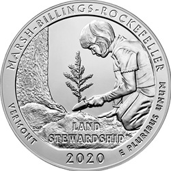 2020 ATB 5 Oz 999 Fine Silver Coin, Marsh-Billings-Rockefeller National Historical Park
