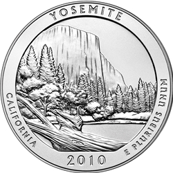 2010-P ATB 5 Oz 999 Fine Silver Coin, Yosemite National Park