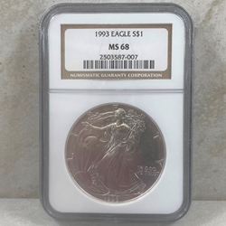 1993 American Eagle Silver One Ounce Certified / Slabbed MS68