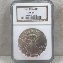 2001 American Eagle Silver One Ounce Certified / Slabbed MS69