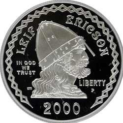 2000-P Proof Leif Ericson Silver Dollar