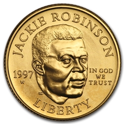 1997-W Uncirculated Jackie Robinson $5 Gold Coin