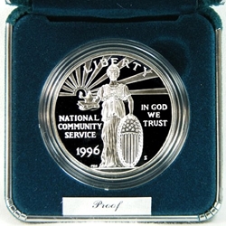 1996-S Proof National Community Service Silver Dollar