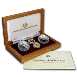 1988-W Proof Olympic $5 Gold & Dollar 4 Coin Set