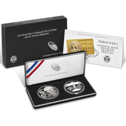 World War I Centennial 2018 Silver Dollar and Air Service Medal Set