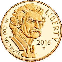2016-W Proof Mark Twain $5 Gold Coin, 4 Each