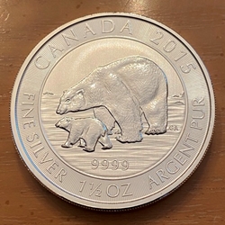 2015 1.5 oz Canadian Silver Polar Bear and Cub $8 Coin .9999 Fine