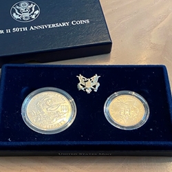 1991-1995 World War II 50th Anniversary Commemorative Silver Dollar & Half Dollar Coin Set Uncirculated