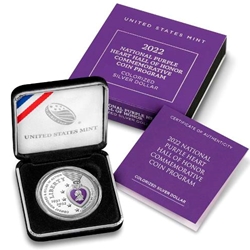 2022-W National Purple Heart Hall of Honor Colorized Silver Dollar