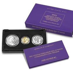 2022-W National Purple Heart Hall of Honor Three-Coin Proof Set, 1 Each