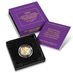 2022-W National Purple Heart Hall of Honor Proof Five-Dollar Gold Coin, 1 Each