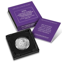 2022-W National Purple Heart Hall of Honor Uncirculated Silver Dollar