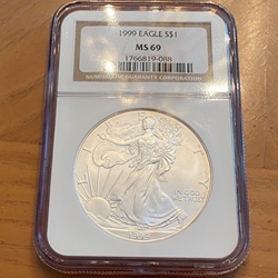 1999 American Eagle Silver One Ounce Certified / Slabbed MS69