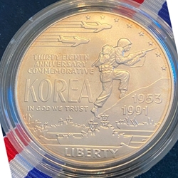 1991-D Uncirculated Korean War Memorial Silver Dollar