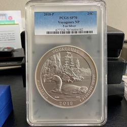 2018 ATB 5 Oz 999 Fine Silver Coin, Voyageurs National Park, SP70