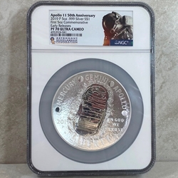 2019 Apollo 11 50th Anniversary Proof Five-Once Silver Dollar PF 70