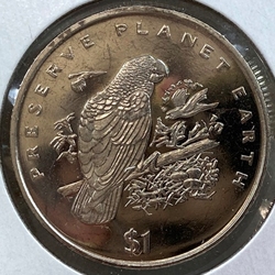 1996, 1 Dollar Grey Parrot, REPUBLIC OF LIBERIA