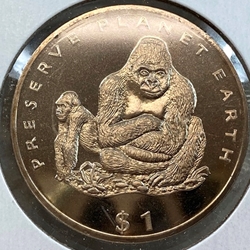1994, 1 Dollar Gorillas, REPUBLIC OF LIBERIA