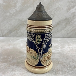 Beer Stein, 46017 Pottery or stoneware, relief, 0.4L, pewter lid.