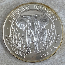 2004 1000 Shillings Elephant, 1 oz Ag 999, Somalia