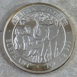 2008 100 Shillings Elephant, 1 oz Ag 999, Somalia