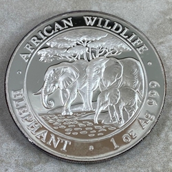 2013 100 Shillings Elephant, 1 oz Ag 999, Somalia