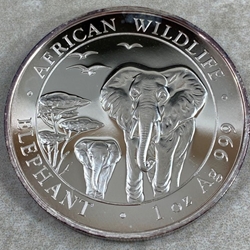 2015 100 Shillings Elephant, 1 oz Ag 999, Somalia