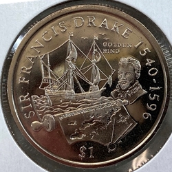 2004, 1 Dollar - Elizabeth II Sir Francis Drake, British Virgin Islands