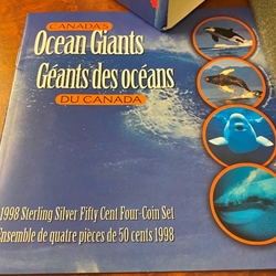 1998 Canada Sterling Silver Fifty Cent Four-Coin Set, Ocean Giants